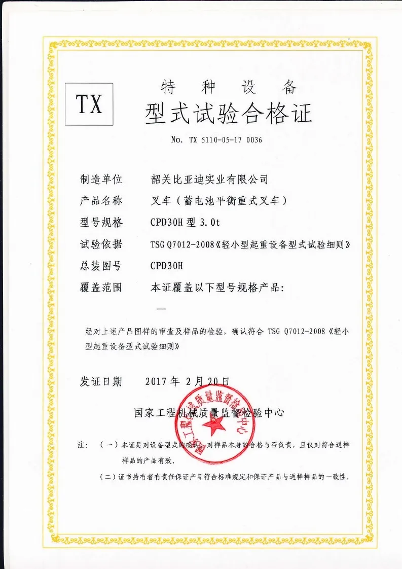 Certificado de prueba de tipo CPD30H(Figura1)