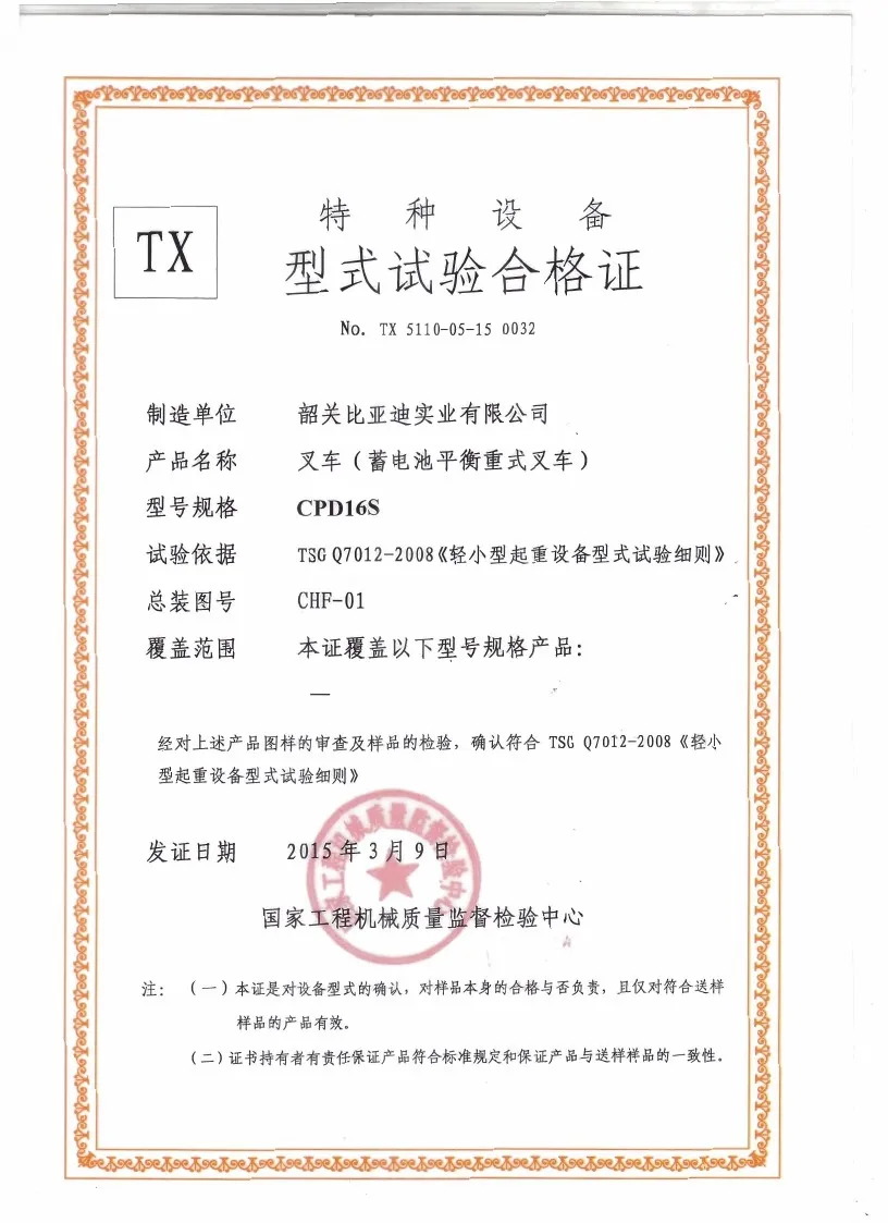 Certificado de prueba de tipo CPD16S(Figura1)