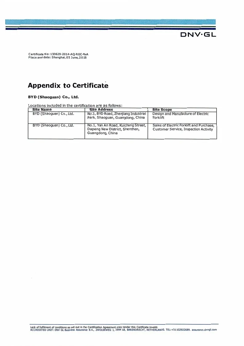 Certificado de Sistema de Gestión de Calidad - ISO9001: 2015GBT19001-2016 (Españ
